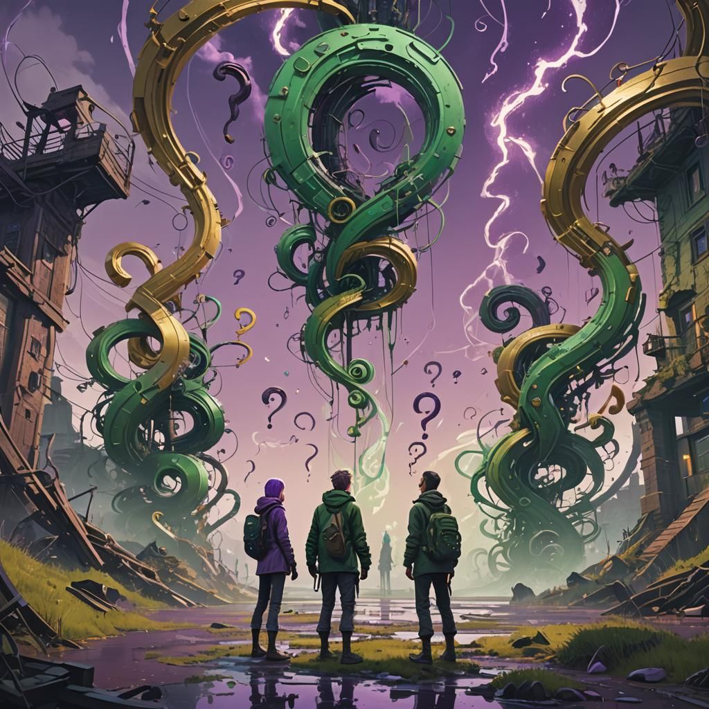 Mysterious Fantasy Conversation in Stylized Splash Art