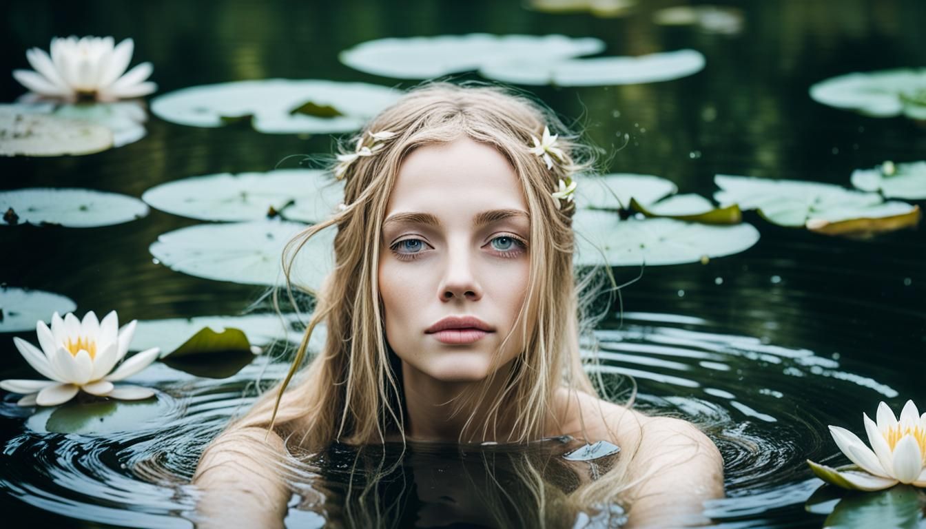 Dreamy Pond Woman with Water Lilies