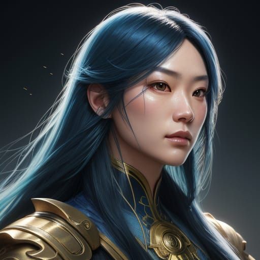 Young Woman Portrait in Hyperrealistic Digital Art Style