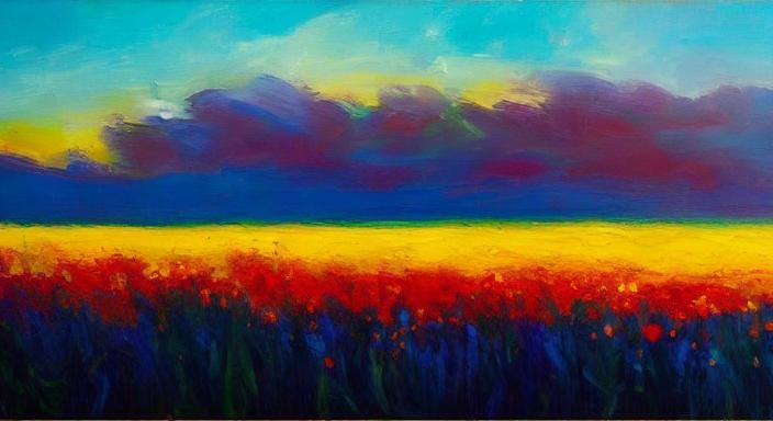 Impressionist Meadow with Wildflowers in Sunlight