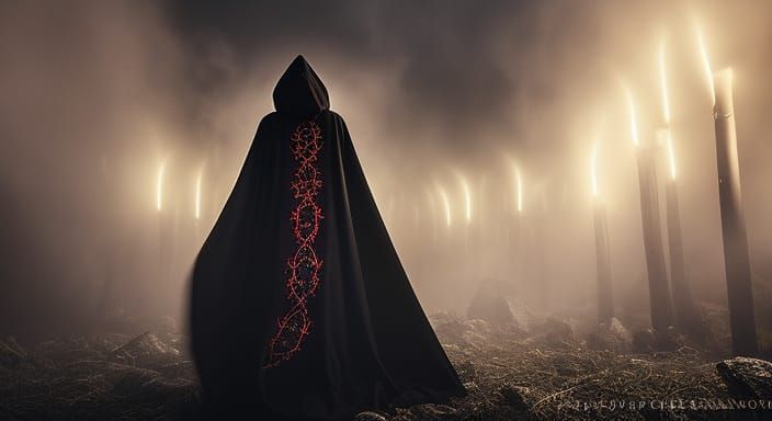 Ethereal Dark Mage with Dragon Wings: Fantasy Art