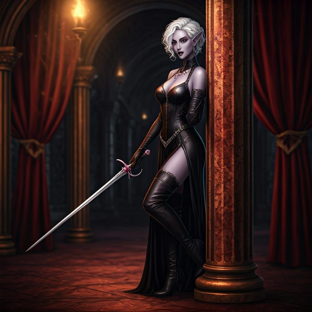 Seductive Drow in Underdark Ballroom