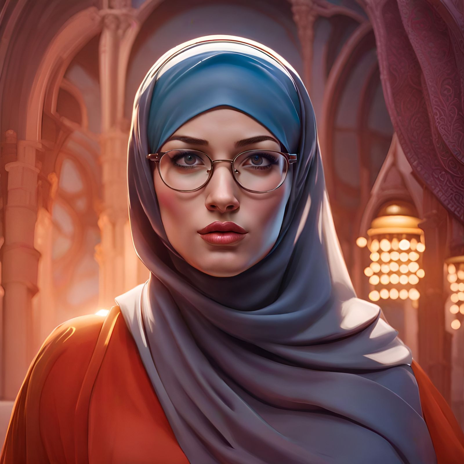 German Woman with Hijab in Hyperdetailed Portrait