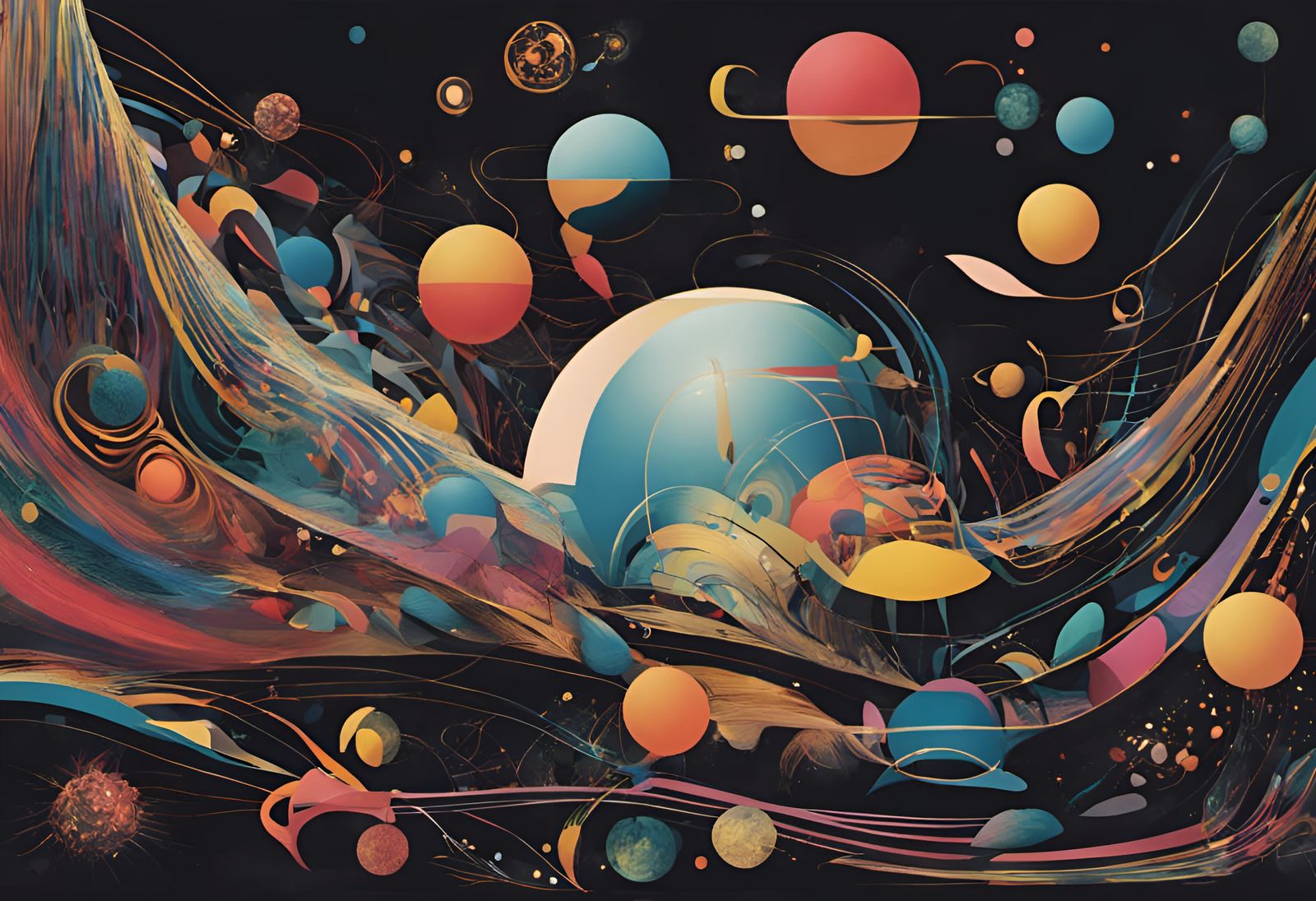 3D Multicolored Fractal Sculpture in the Style of Kandinsky