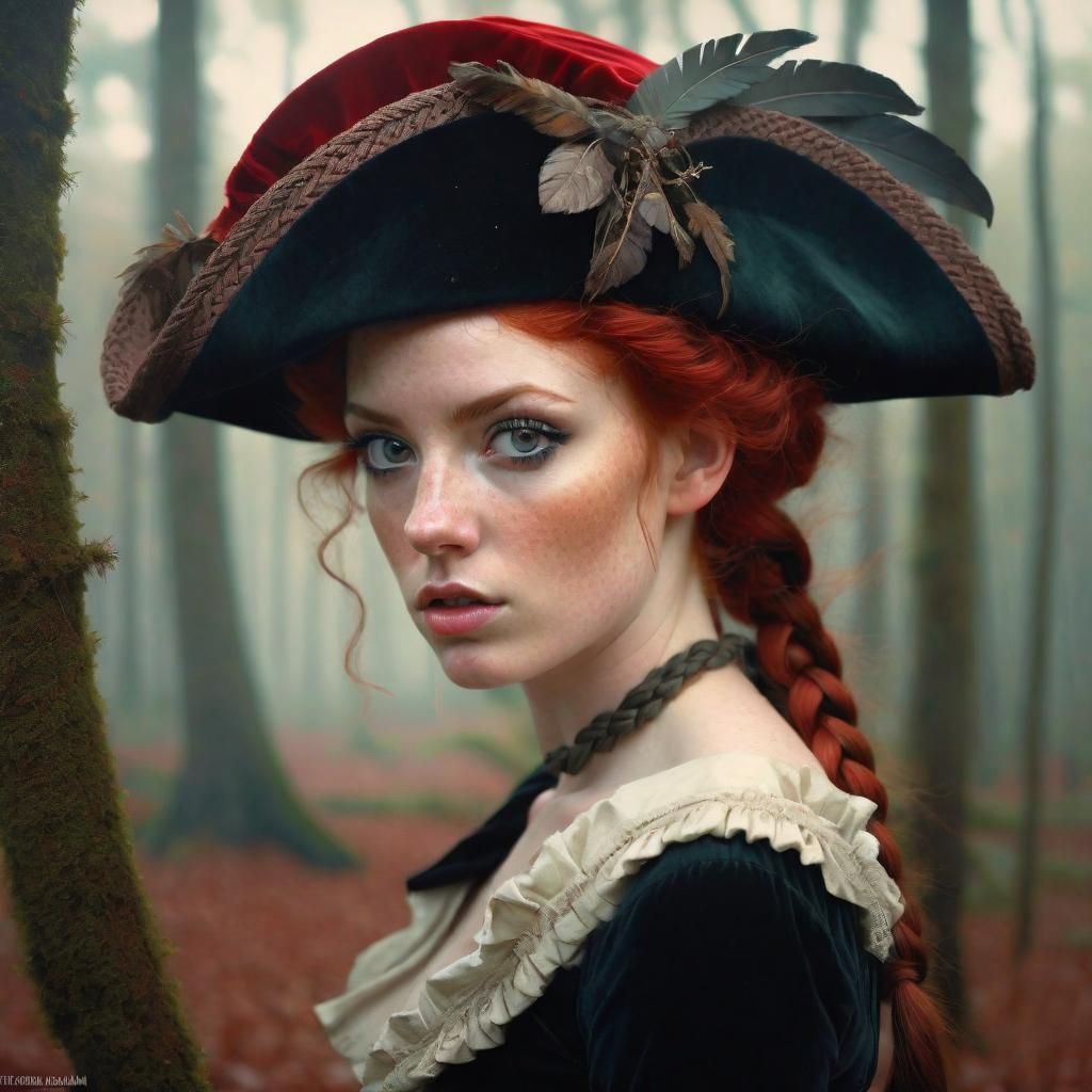 Beautiful Woman in 18th Century Hunting Costume