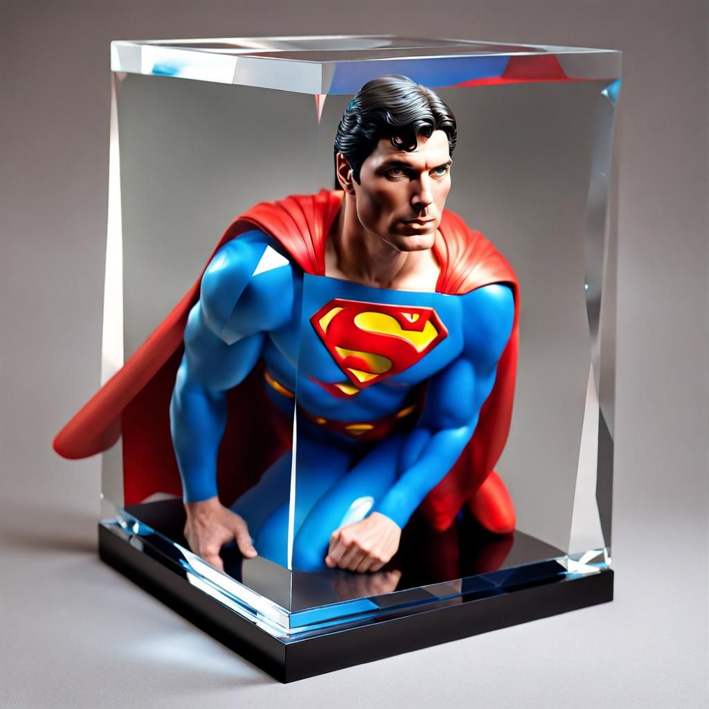 Christopher Reeve Superman Trapped In A 3D Crystal Prism