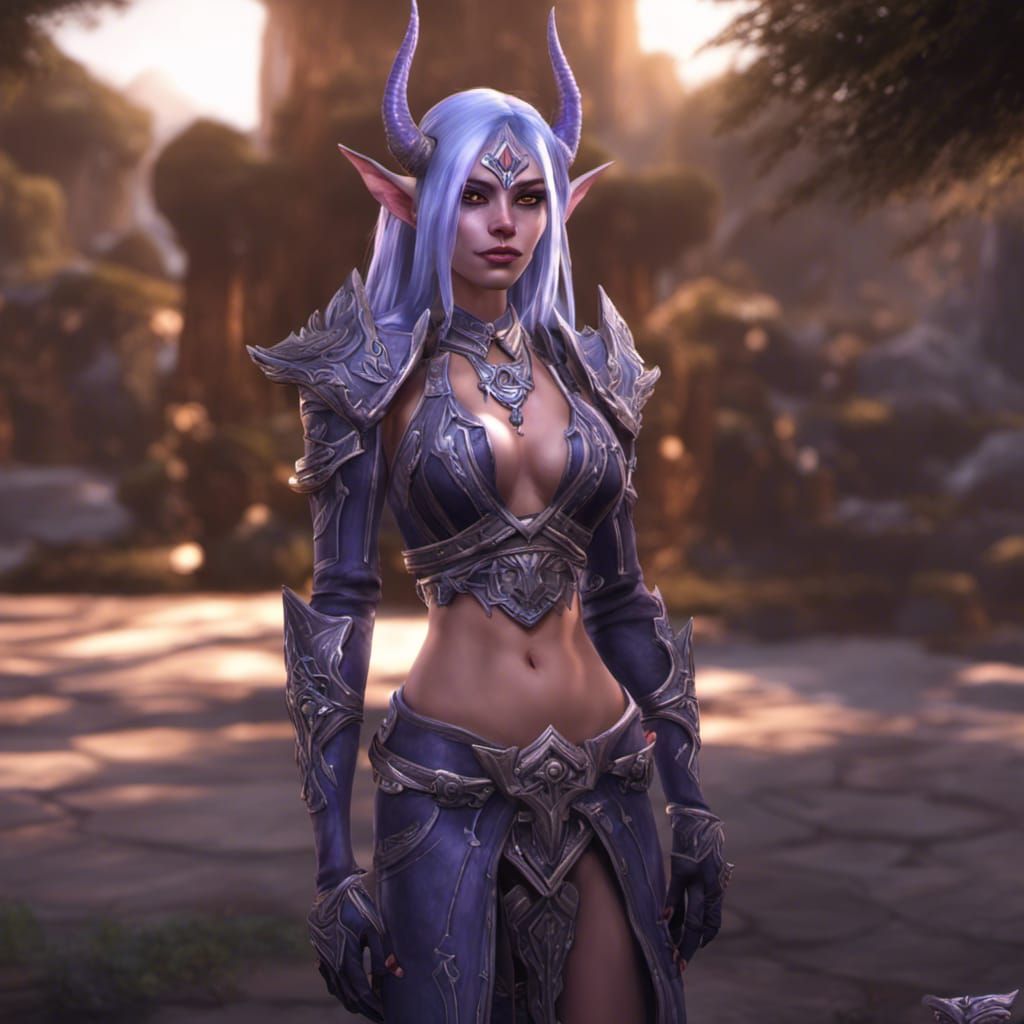 Night Elf Priest in World of Warcraft Style