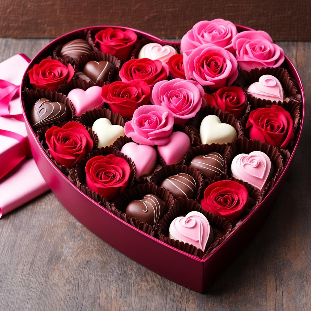 Heart Chocolates in Romantic Dreamscape Style