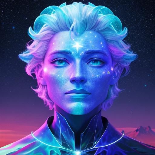 Holographic Cosmic Mountains: Sinister Astral Illustration