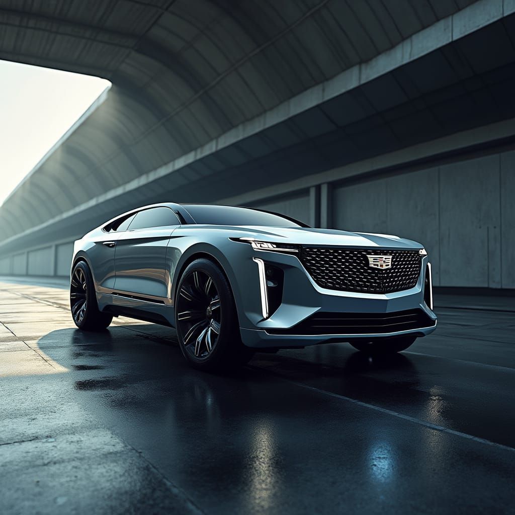 Luxury Futuristic Cadillac Escalade 2300 CH in Metallic Silv...