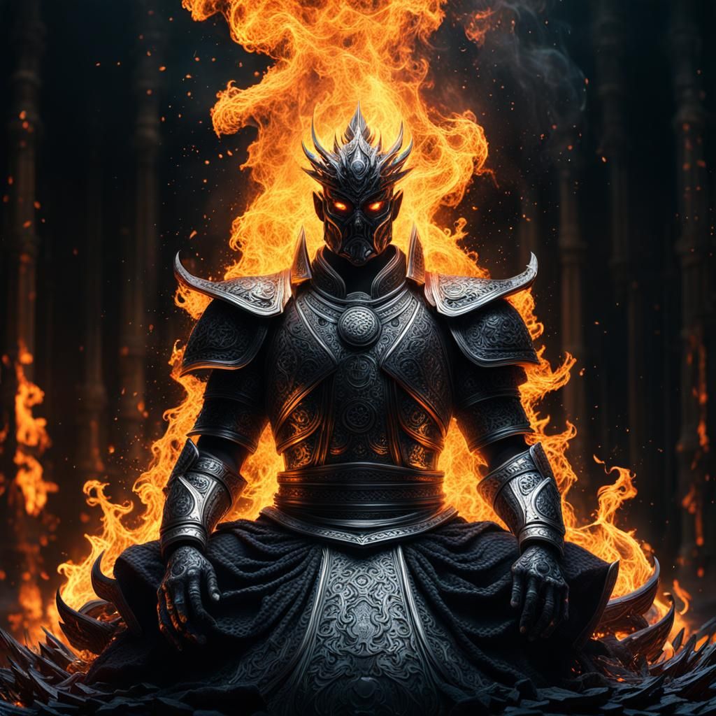 Introspective Fire and Liquid Chrome in Digital Painting