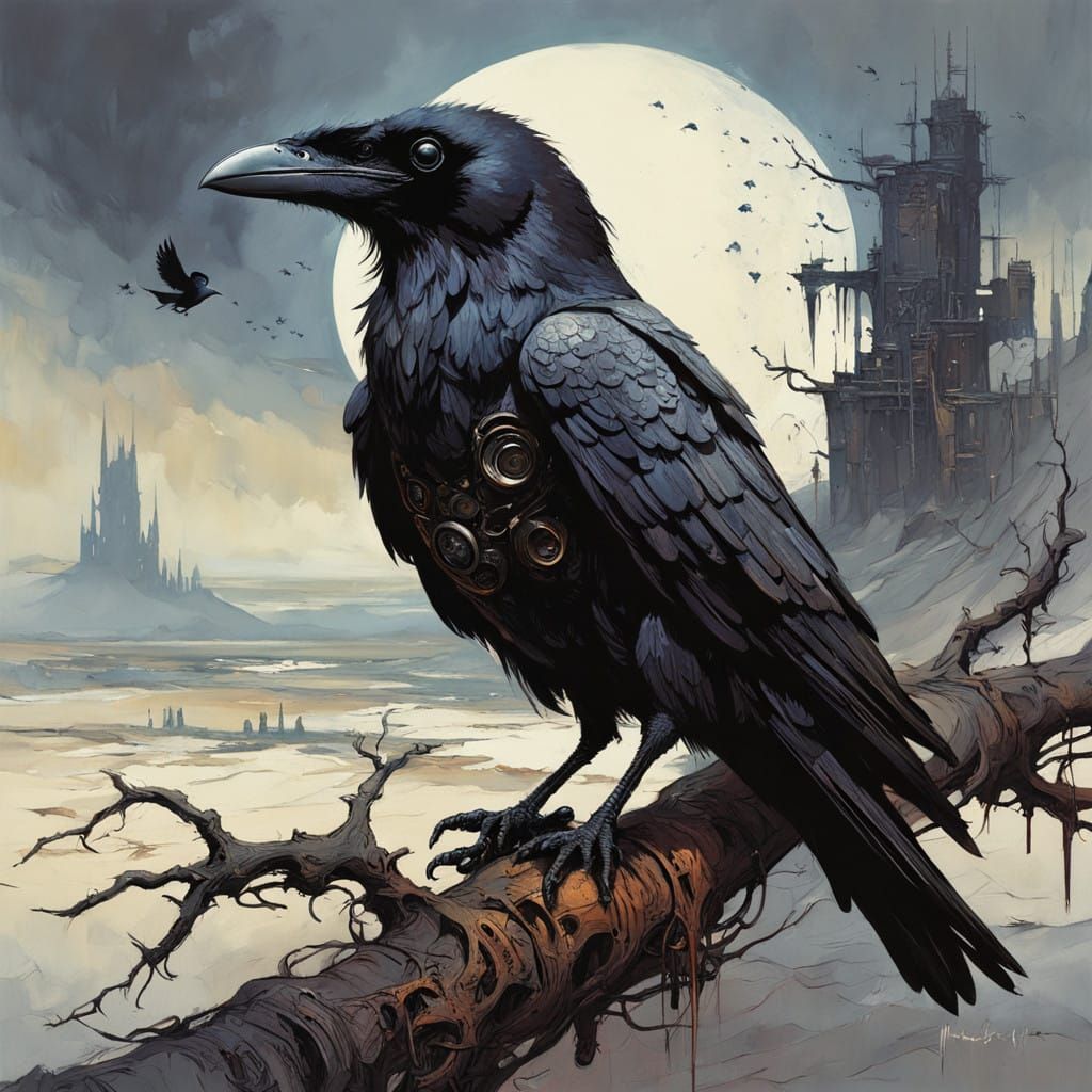 Mysterious Raven Investigates with Gnarled Branch