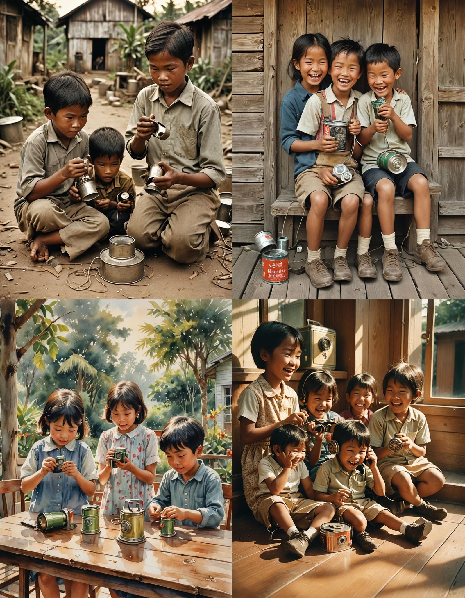 Nostalgic Tin Can Telephones in 1960s Malaysia