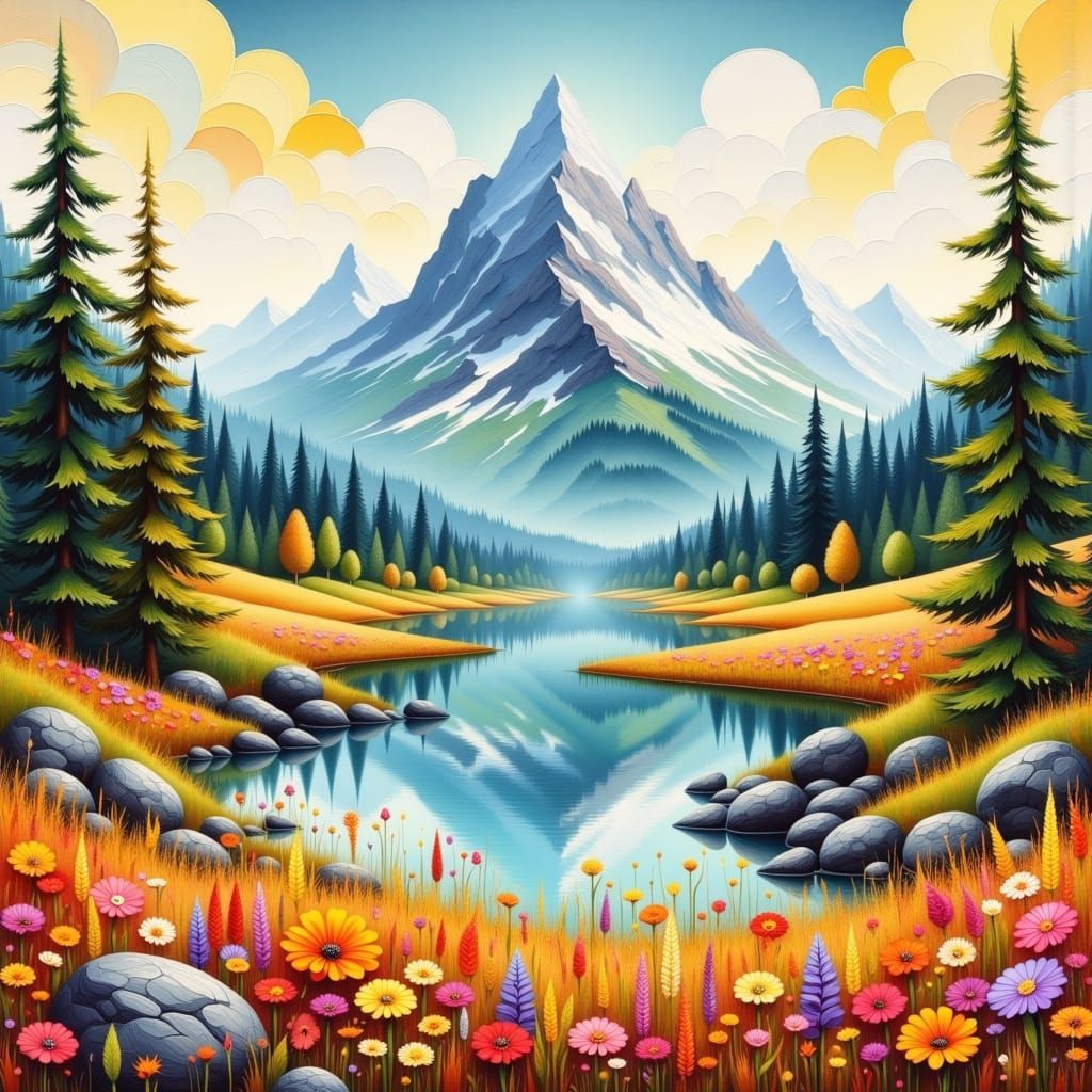 Vibrant Autumn Mountain Lake Serene Landscape
