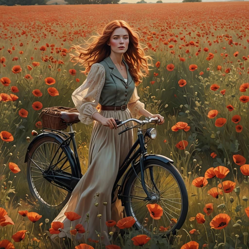 Poppy Field Spitfire: Golden Hour Digital Matte Painting