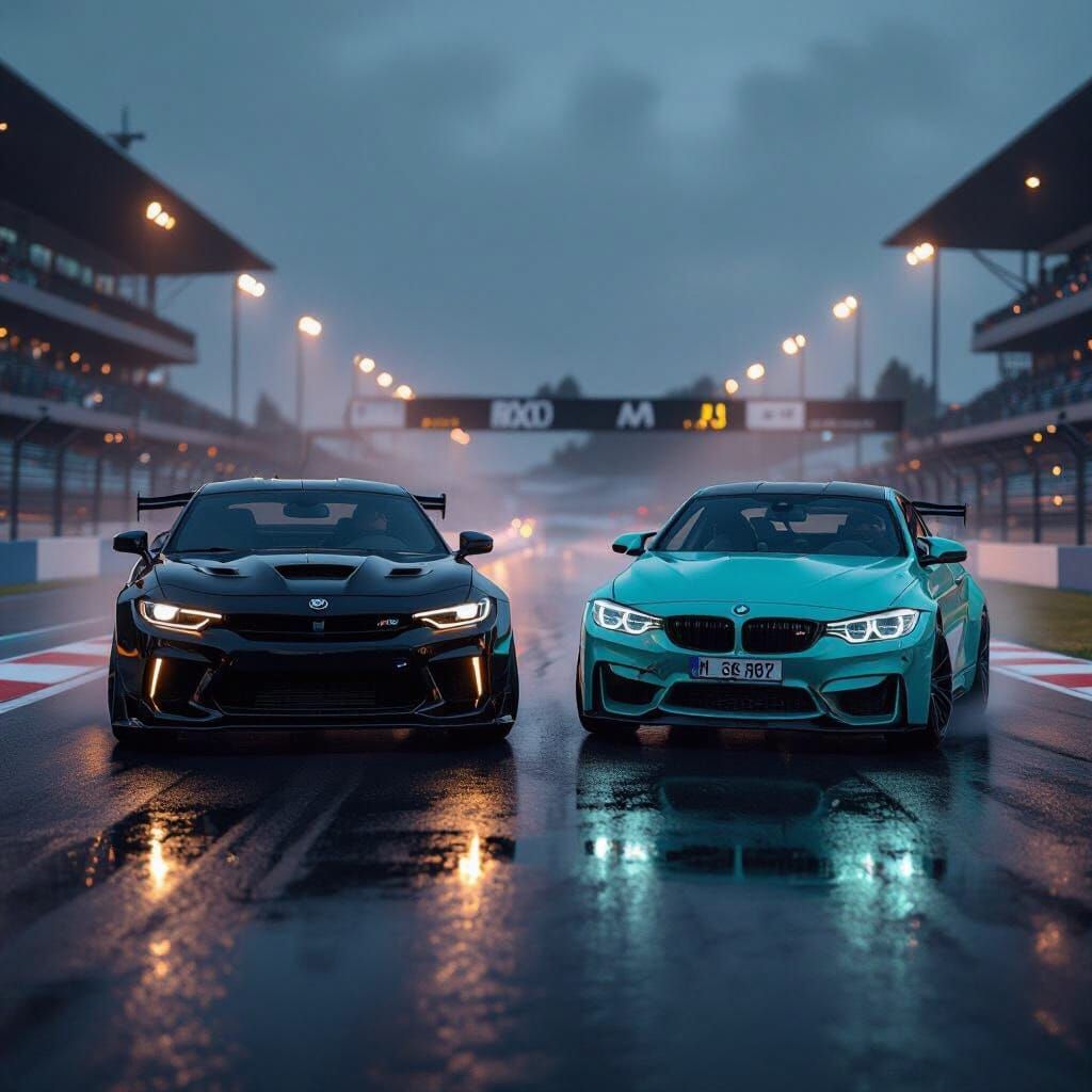 Dodge Venom vs BMW M4 on Wet Racetrack