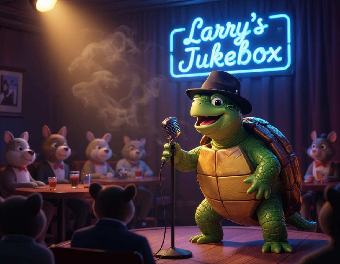 Singing Turtle in Blues Club, Max Fleischer Style