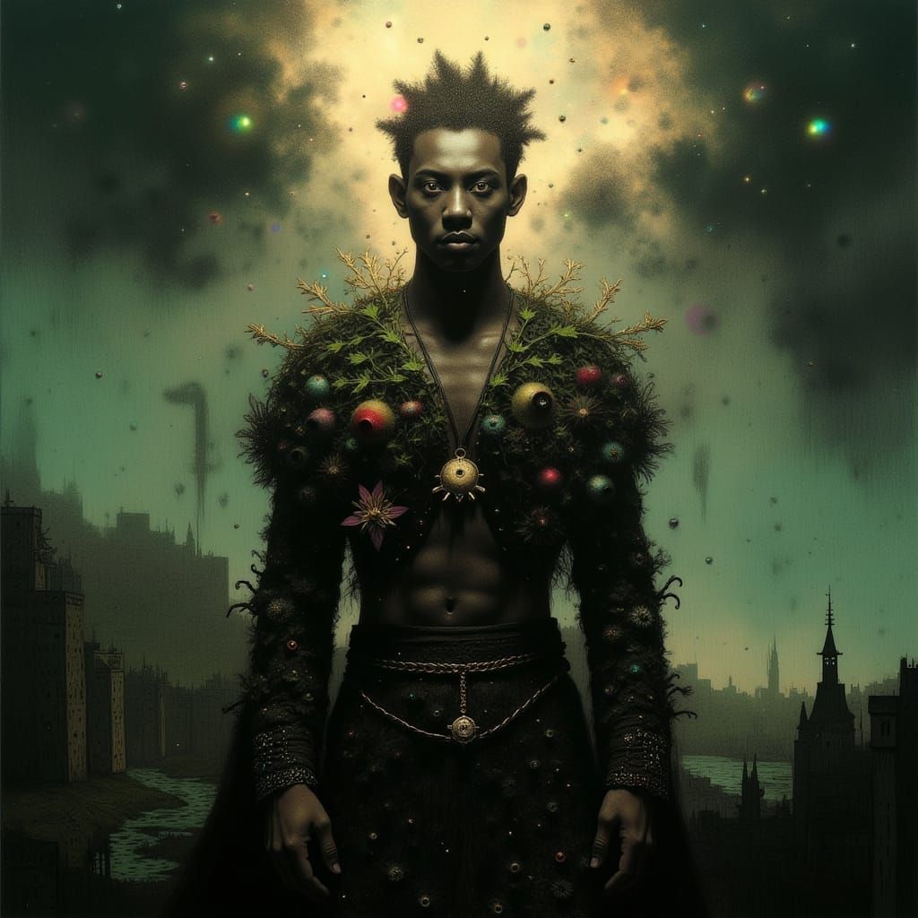 Surreal, Nature-Inspired Figure Radiates Elegance in Emerald...