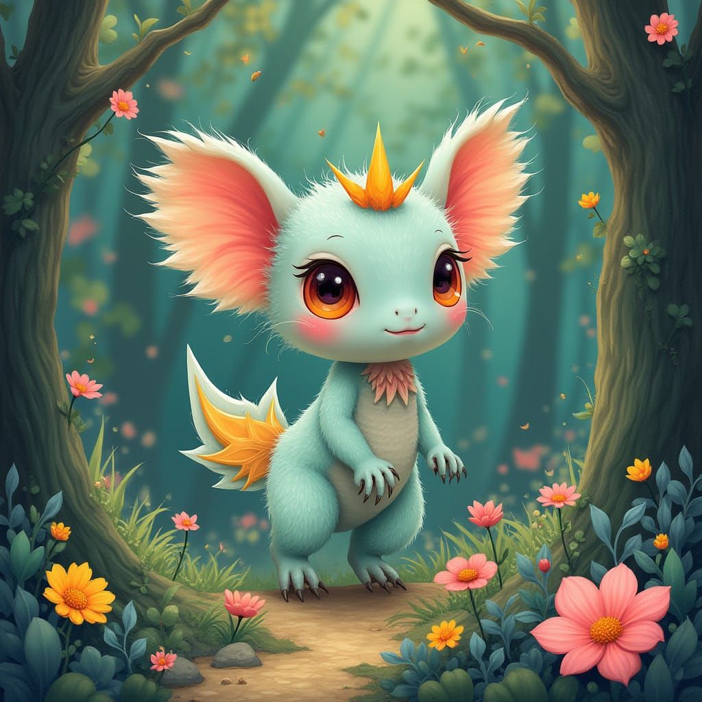 Mystical Koalamariposa in Ethereal Pop Surrealist Forest