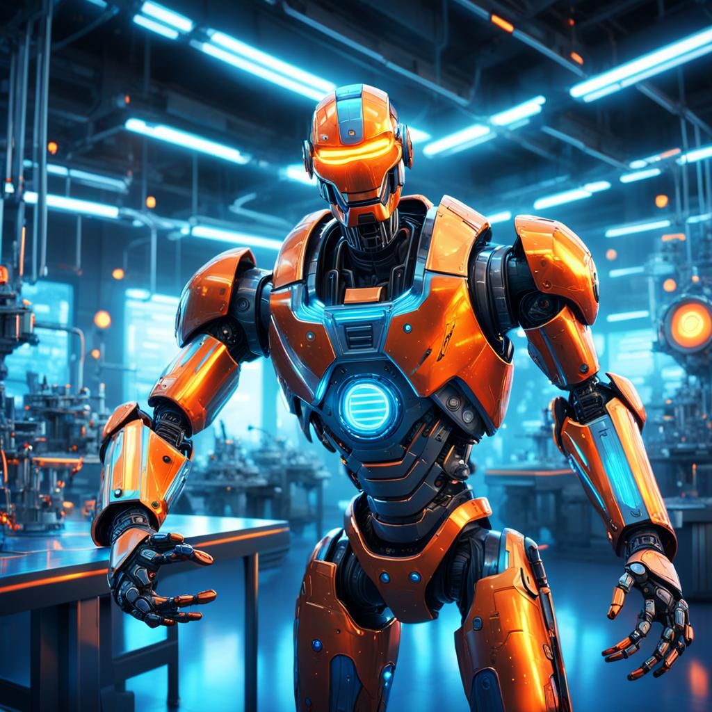 a big, round robot throwing his arm