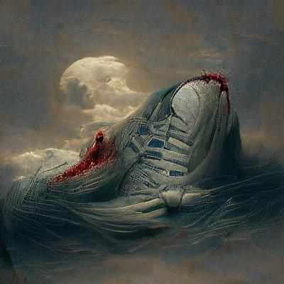 Nike Logo in Dark Gothic Horror Style