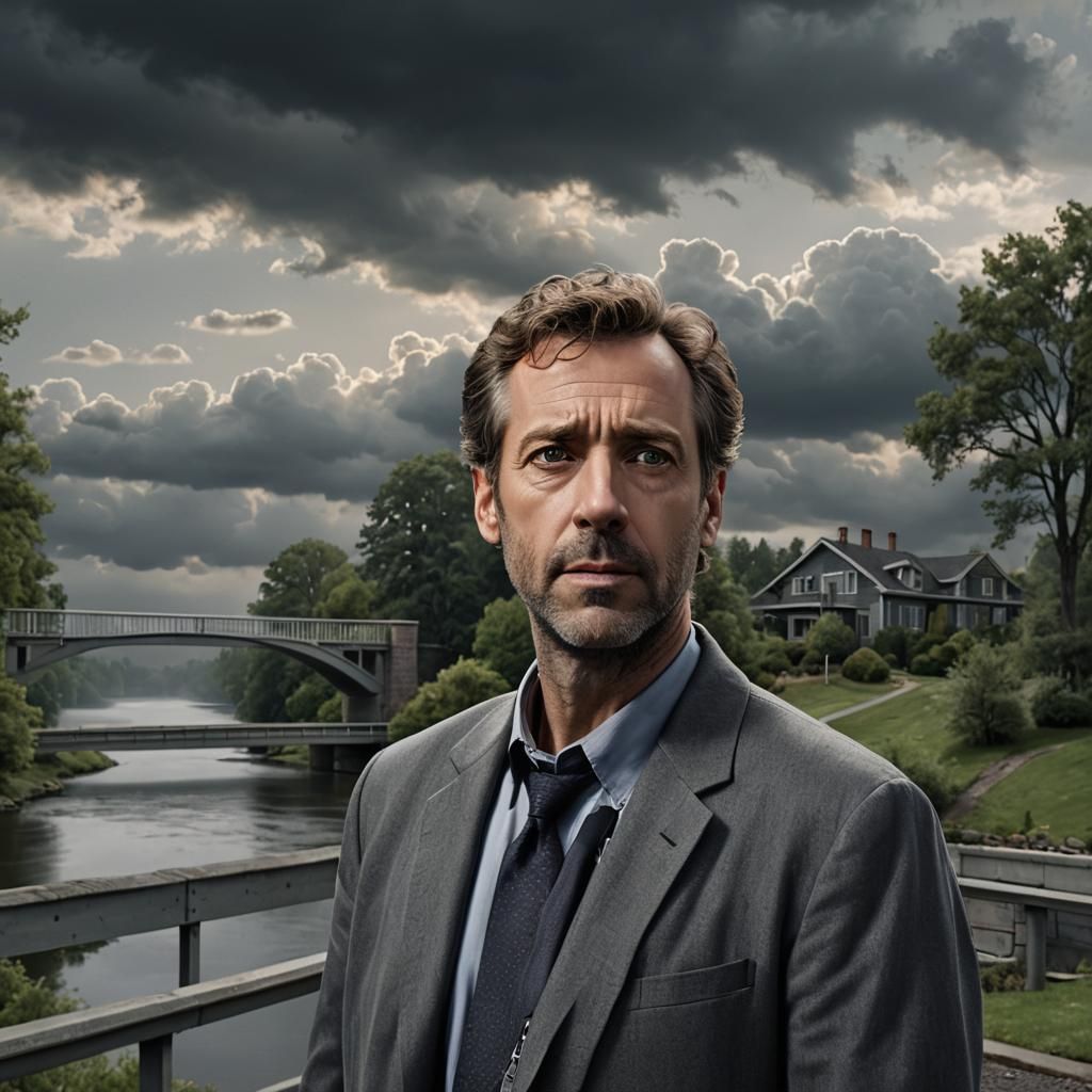 House M.D. Contemplates Bridge in 3D Render