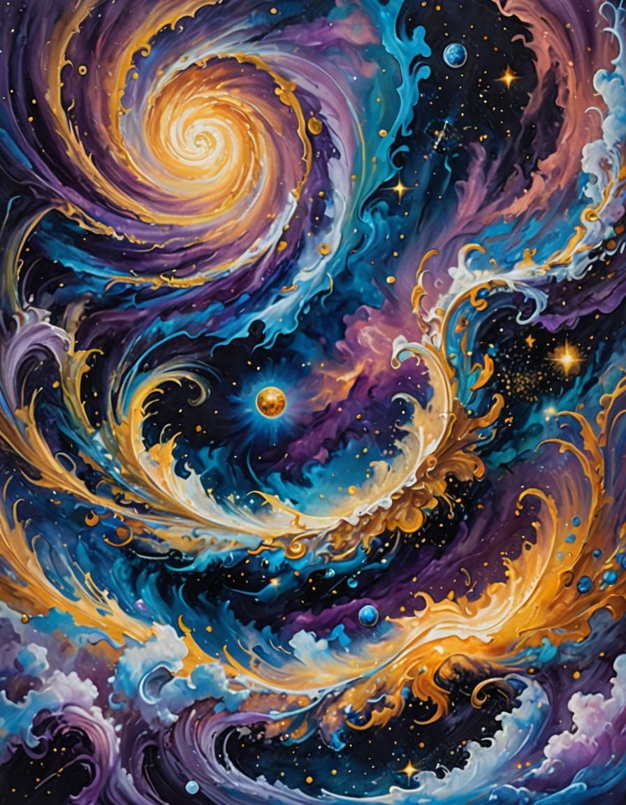 Dreamlike Cosmos: A Surreal Oil Painting