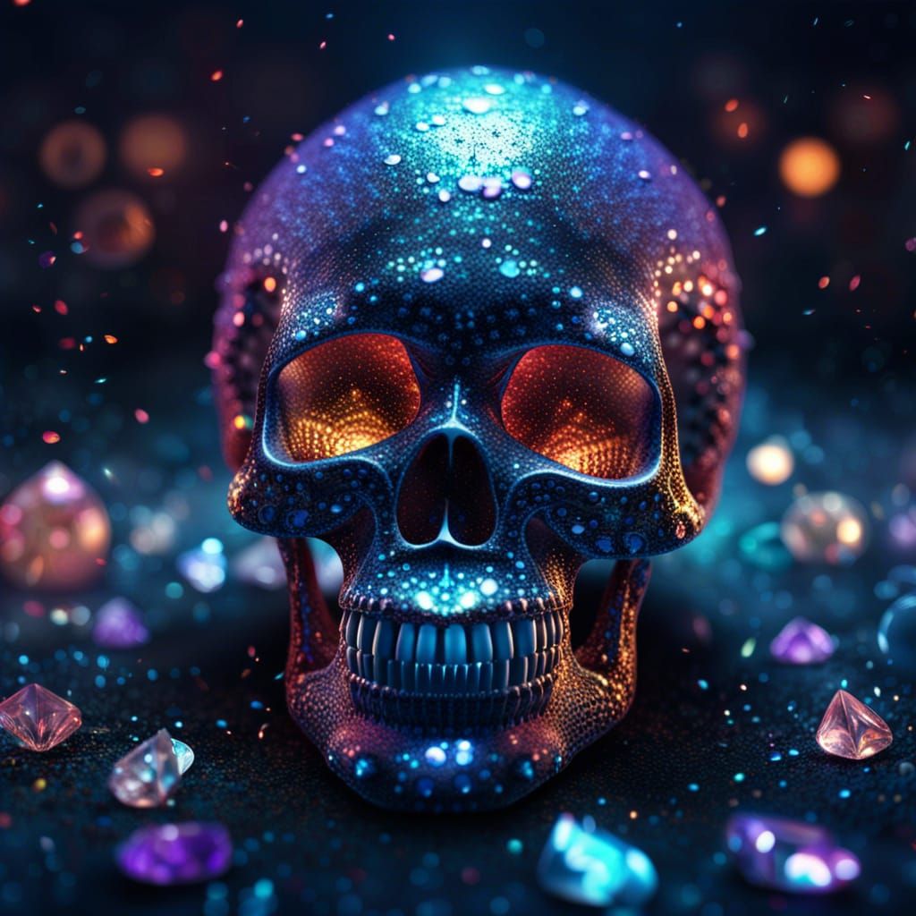 Hyperdetailed Crystal Skull with Glittering Sparkles