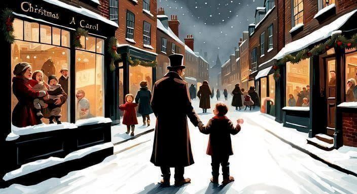 Scrooge and Tiny Tim, A Christmas Carol by Charles Dickens