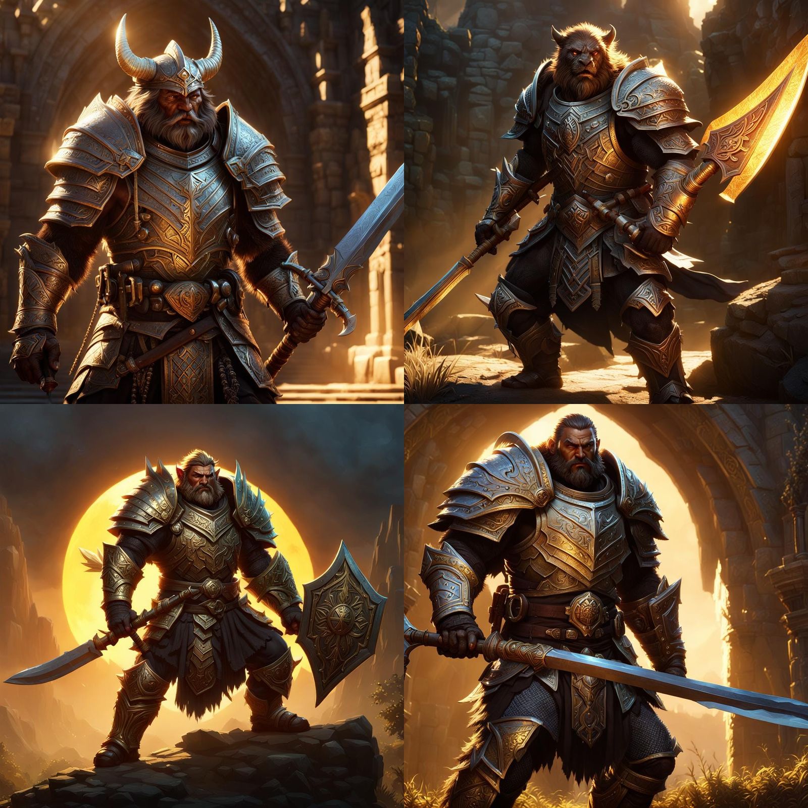 Bugbear Paladin in Full Plate Armor: Dark Fantasy Art