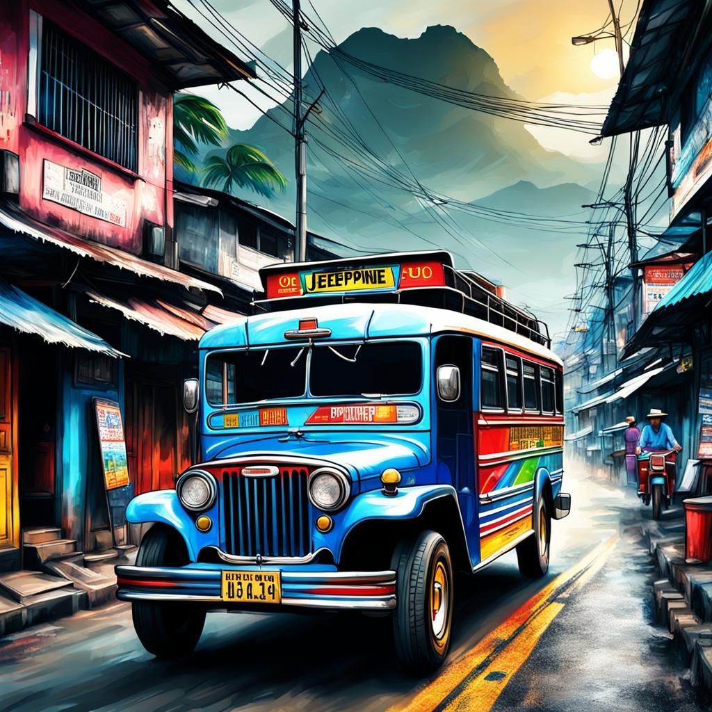 Philippine Jeepney Poster Illustration in 8K
