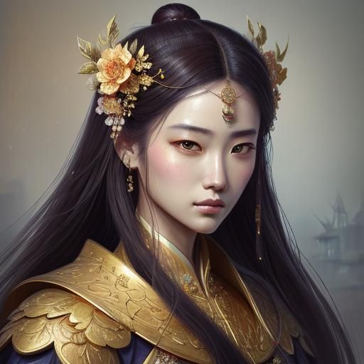 Chinese Empress in Hanfu: Digital Art Portrait