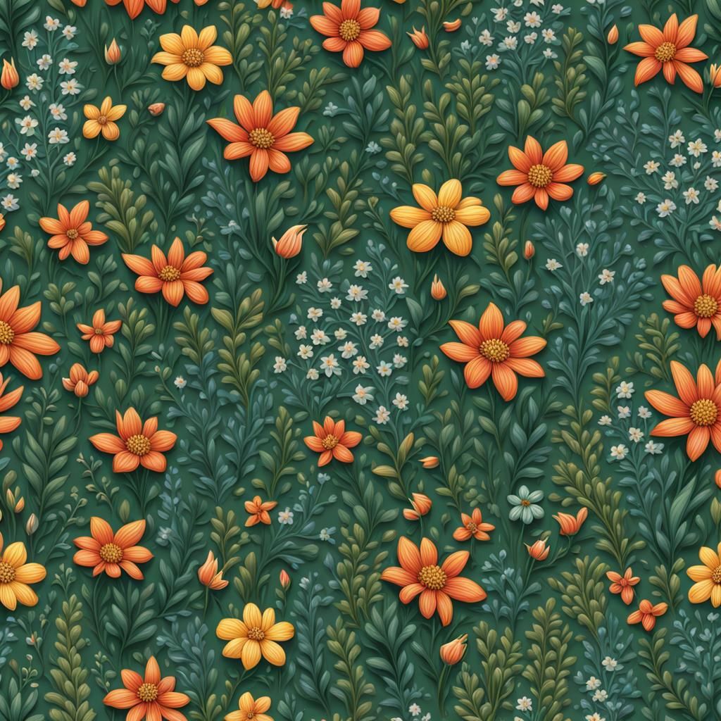 Floral Pattern in Rifle Paper Style Pop Art