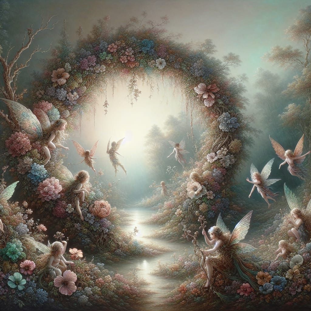 Whimsical Flower Wreath in Enchanted Forest Style