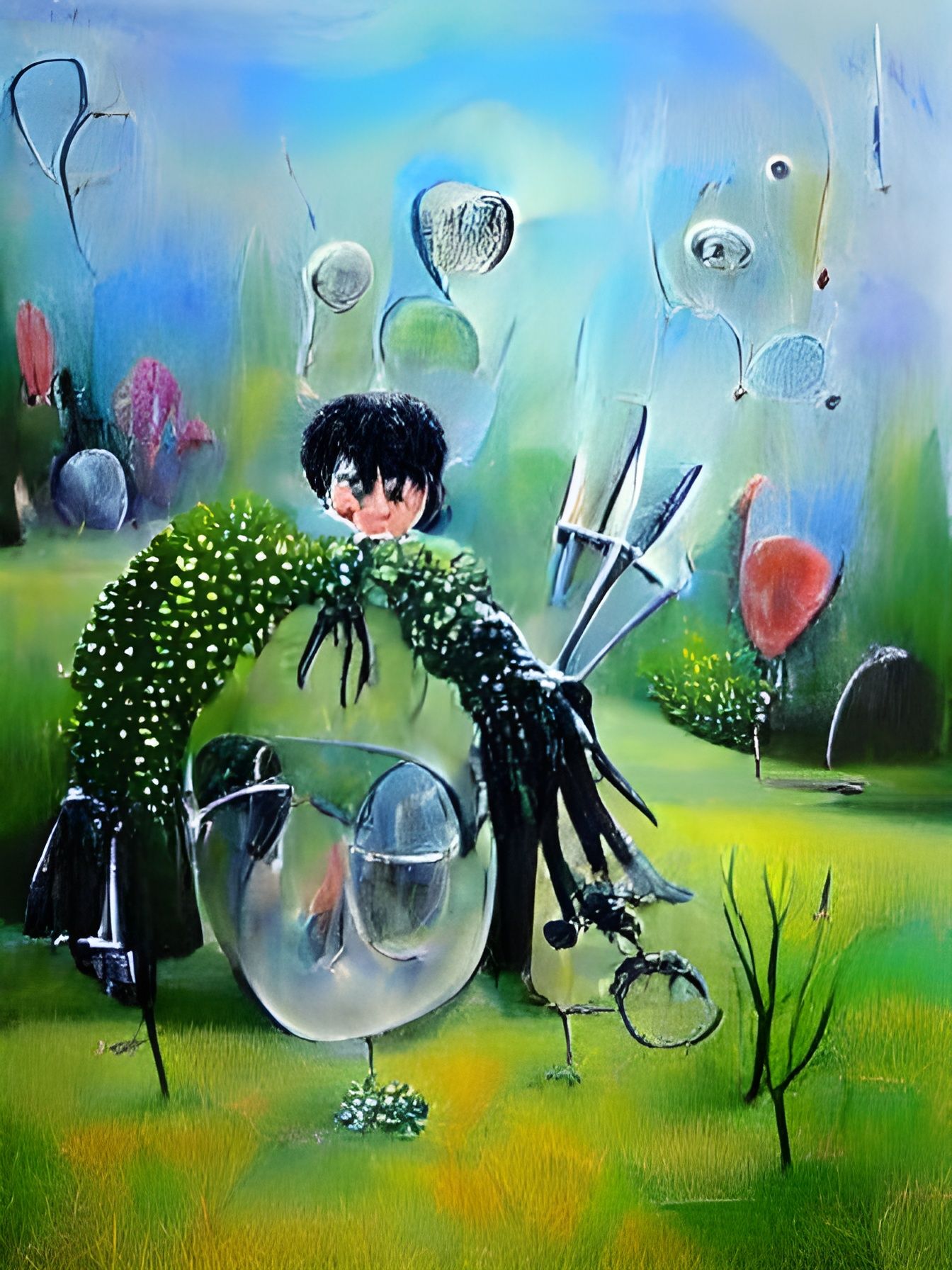 Edward Scissorhands in Acrylic Impasto Style