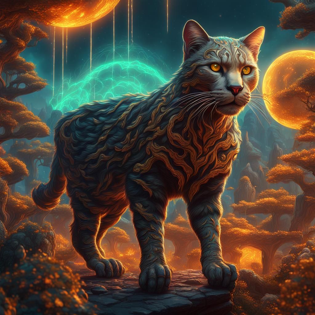 Bitcoin Wildcat NFT: Detailed Fantasy Concept Art