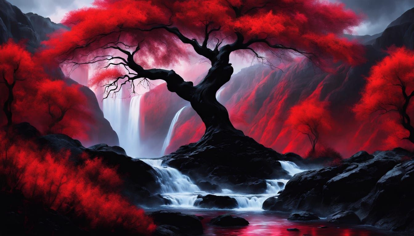 Mystical Fantasy World in Dark Oil Painting Style