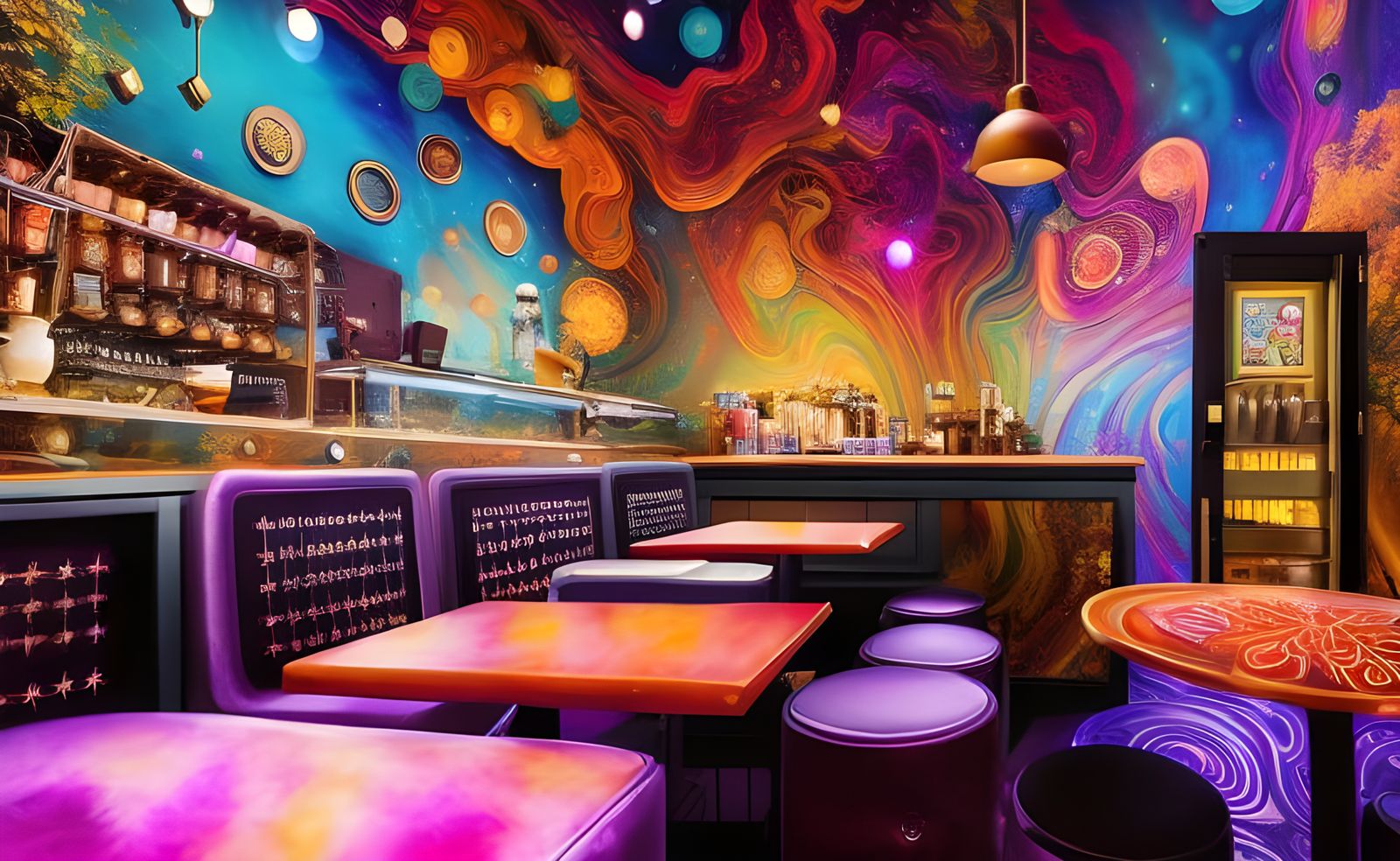 Astral Coffee Shop: Psychedelic Retro-Futuristic Diner