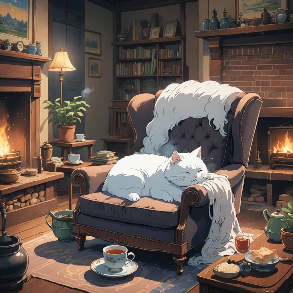 Cute Ghost Sleeping, Studio Ghibli Style