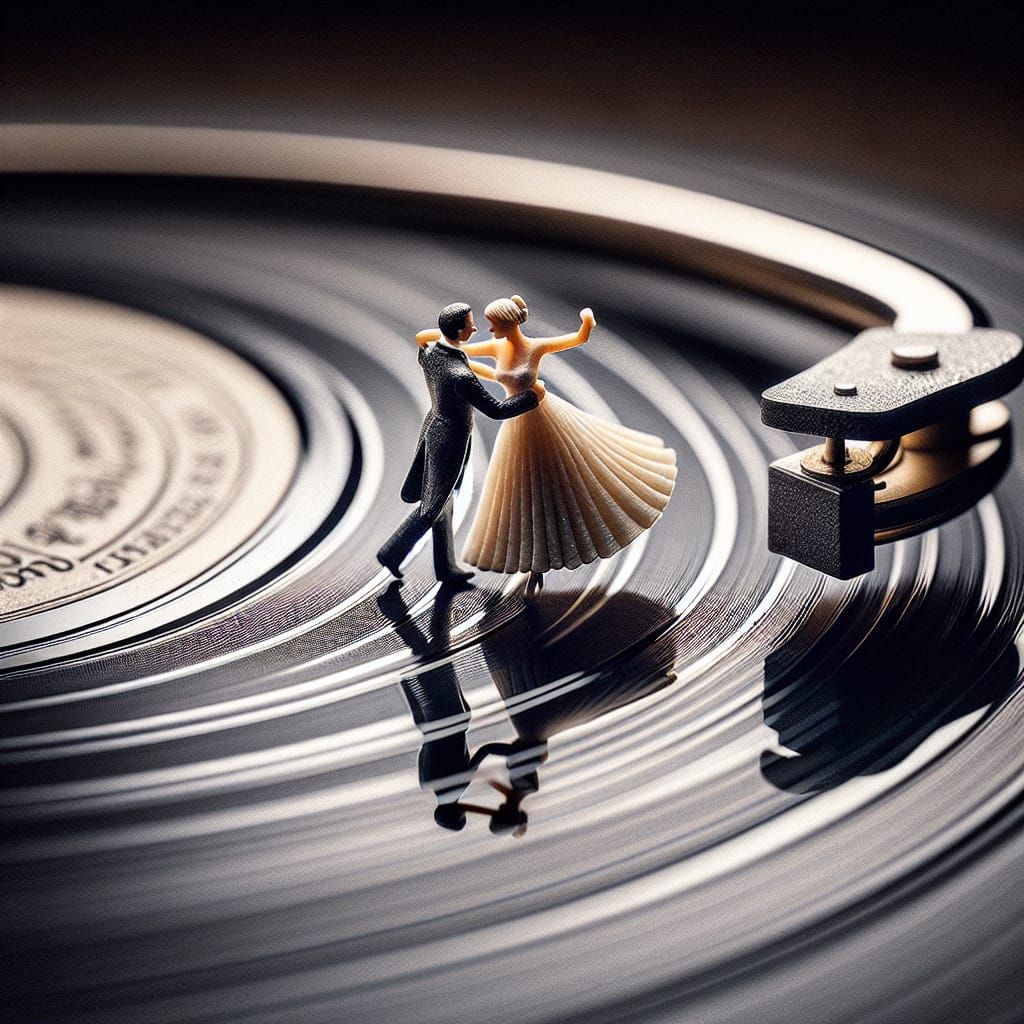 Miniature Dancers Waltz on Vinyl Record