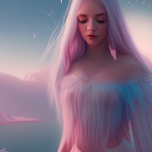 Pastel Woman: Detailed Matte Painting in Fantasy Style