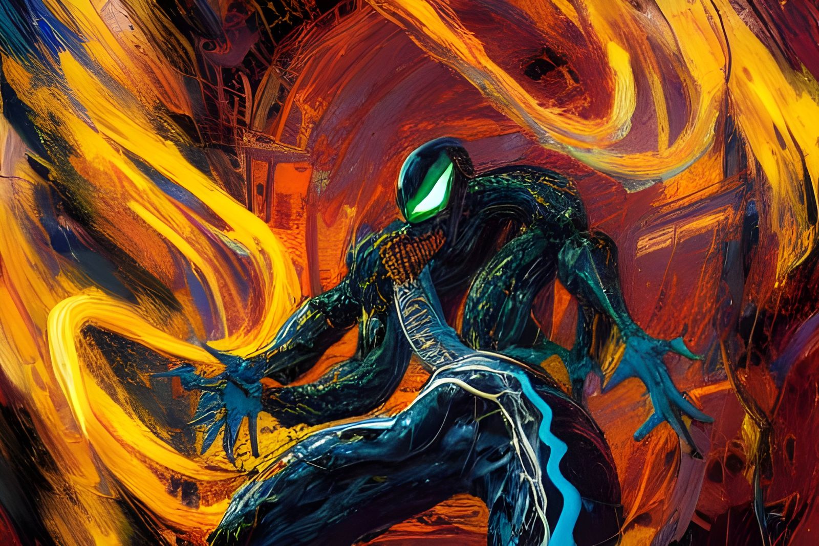 Venom Unleashes Colorful Chaos in Paint Factory