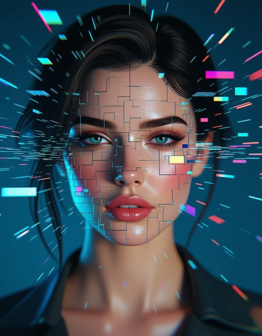 Pixelated Portrait in Cyberpunk Style