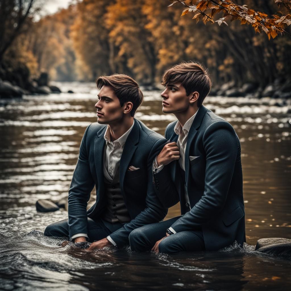 Hyperrealistic Image of Two Young Men in Love