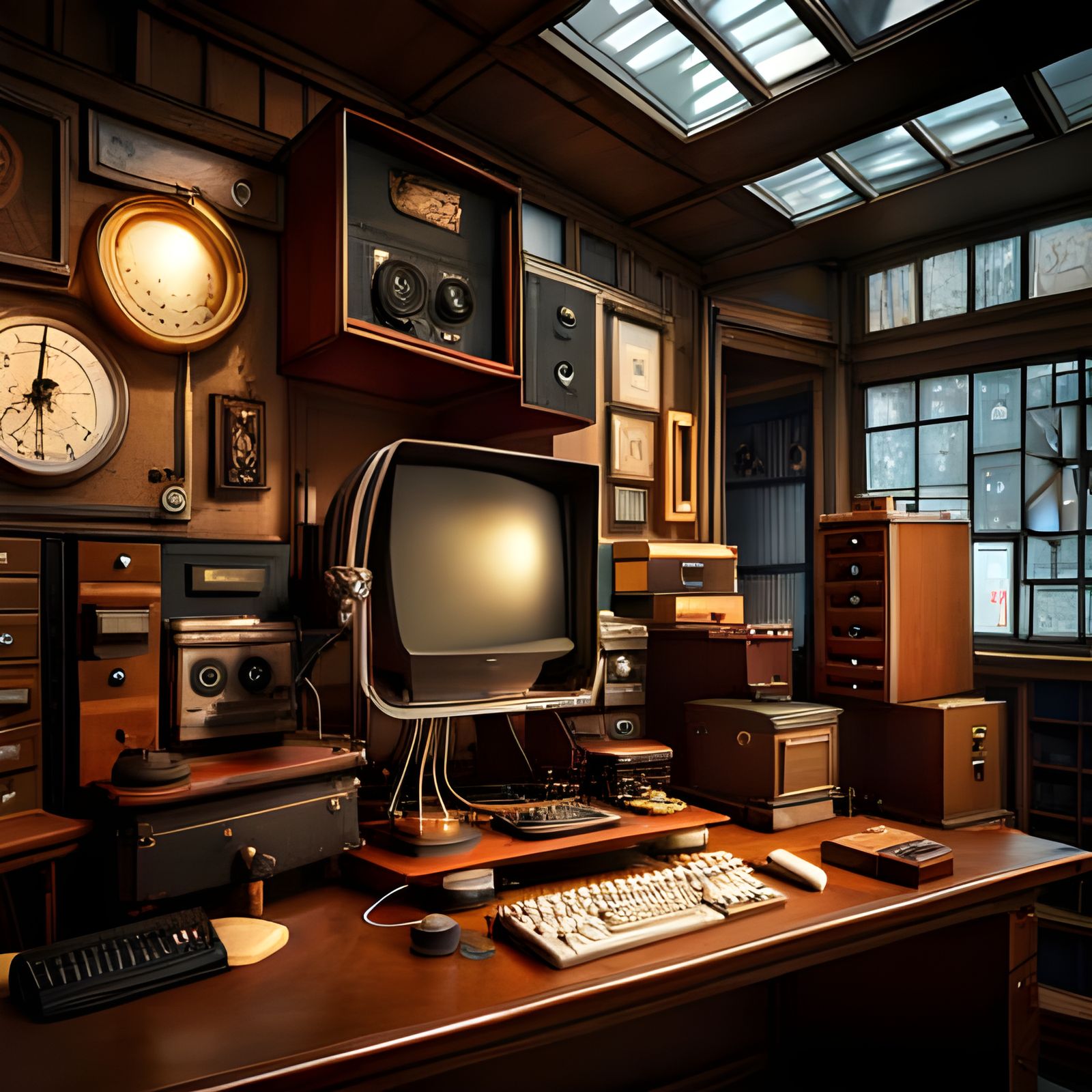 Steampunk Rube Goldberg Computer Concept Art