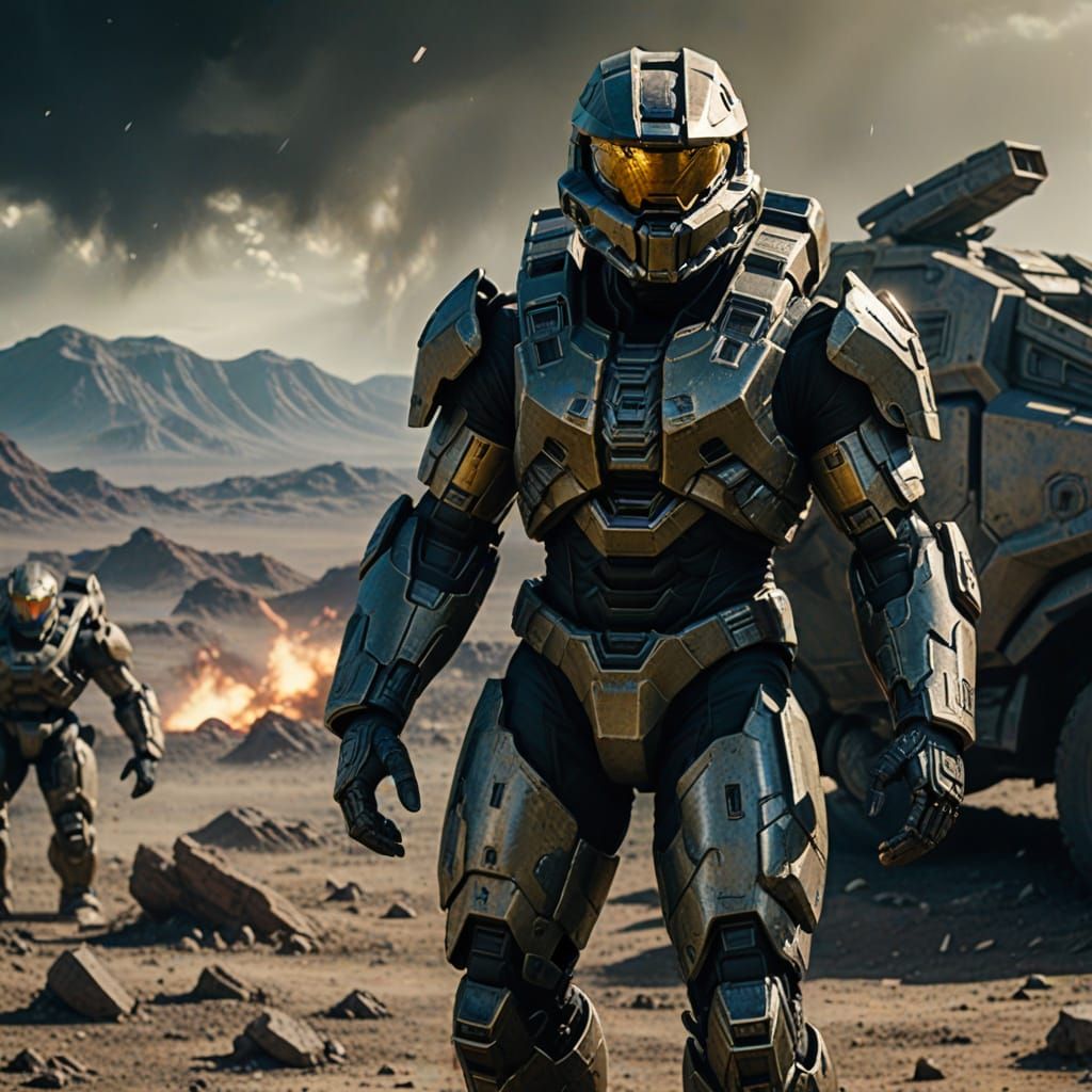 Halo Spartan Arrives on Alien World With Battle-Damaged Armo...