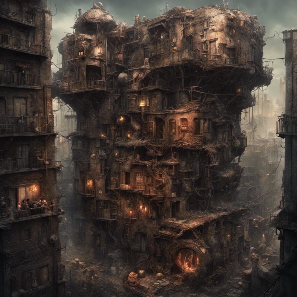 Tumorous Growth Hides Apartment, Detailed Matte Painting