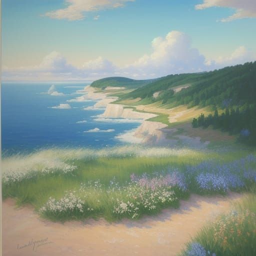 Serene Landscape with Solo Figure in Breathtaking Blue Sky