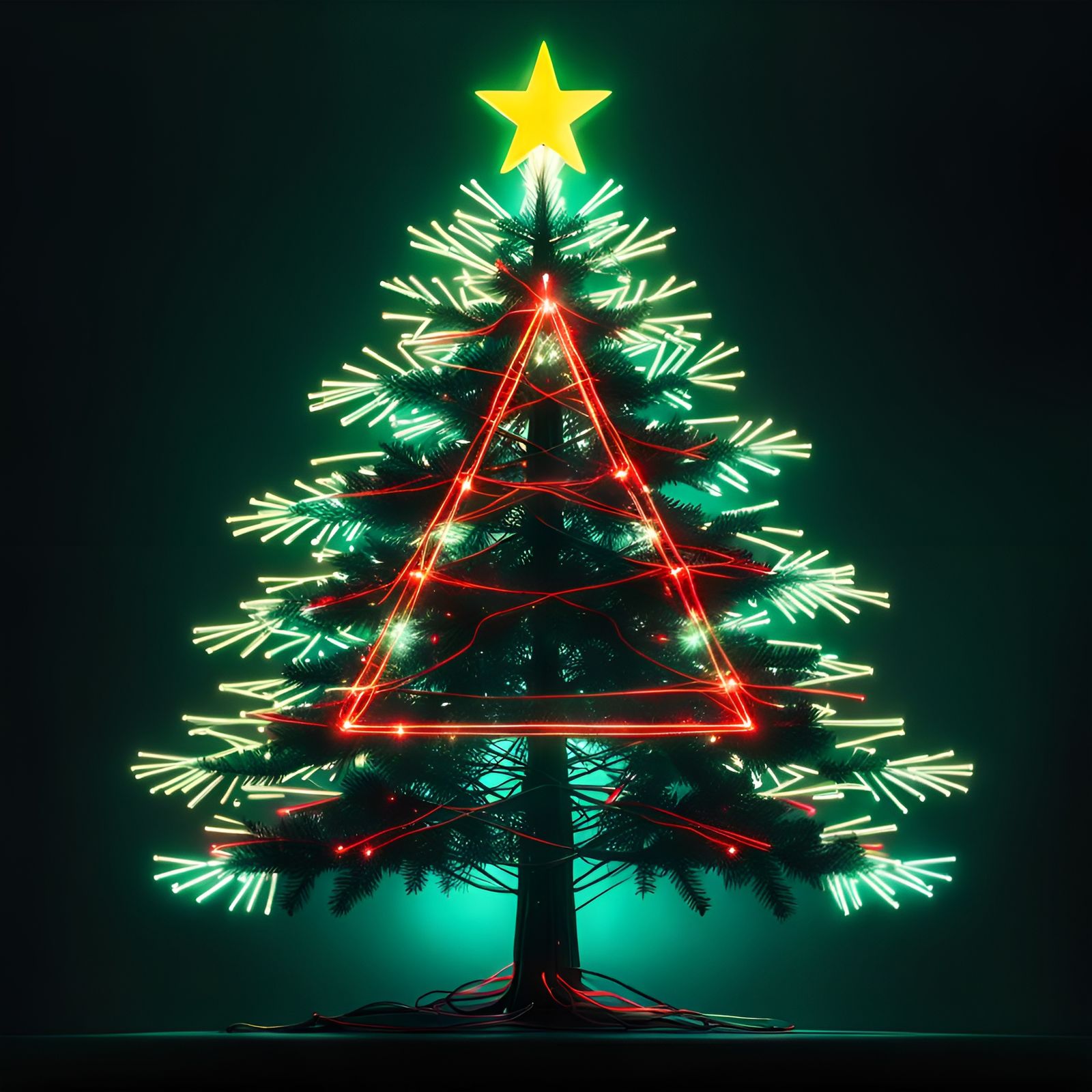 Cyberpunk Christmas Tree with Electric Wire Star