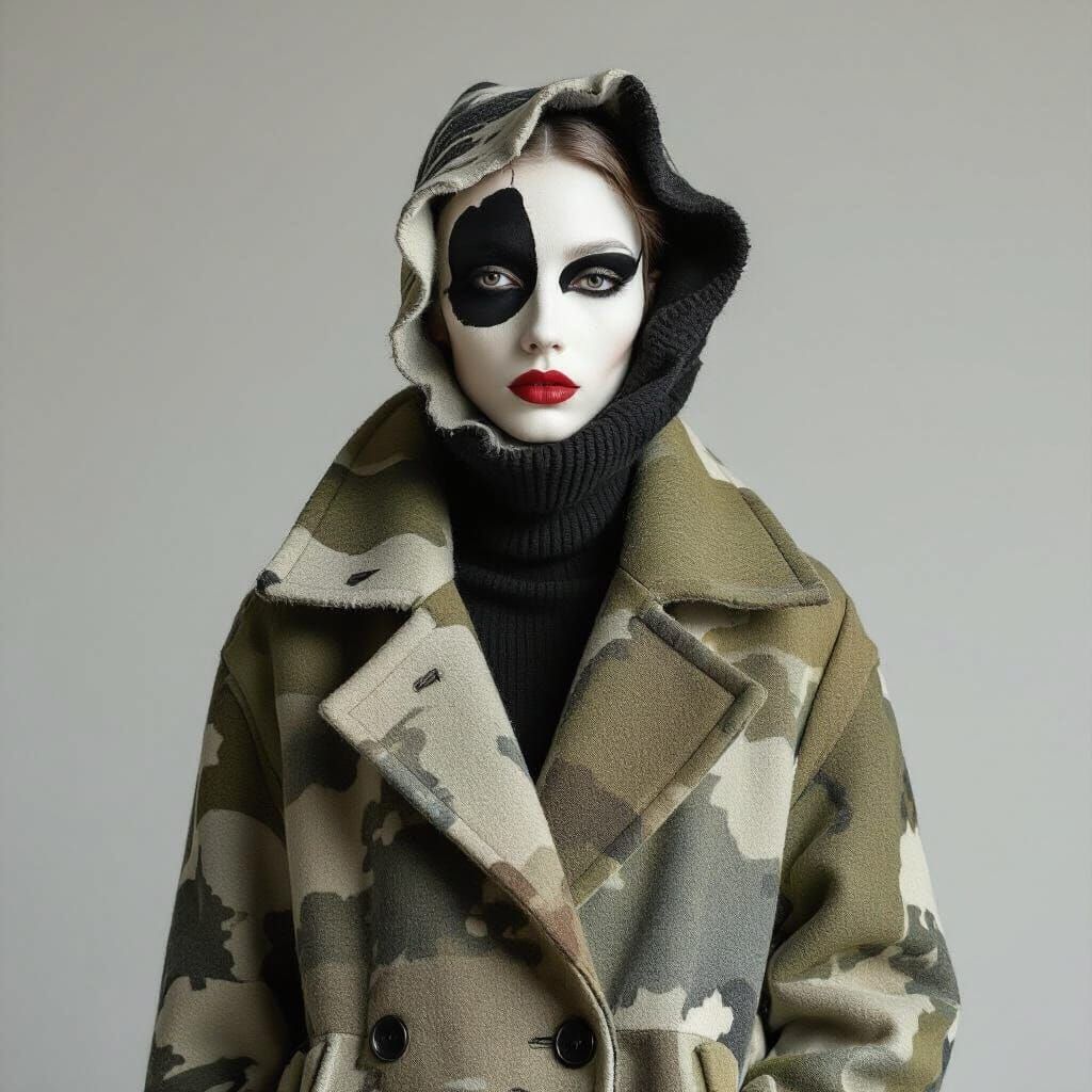 Surreal High-Fashion Portrait with Trompe-l'oeil Detail